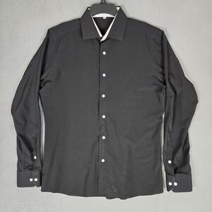 State & Liberty Shirt Mens Large Black Solid Long Sleeve Button Down Performance